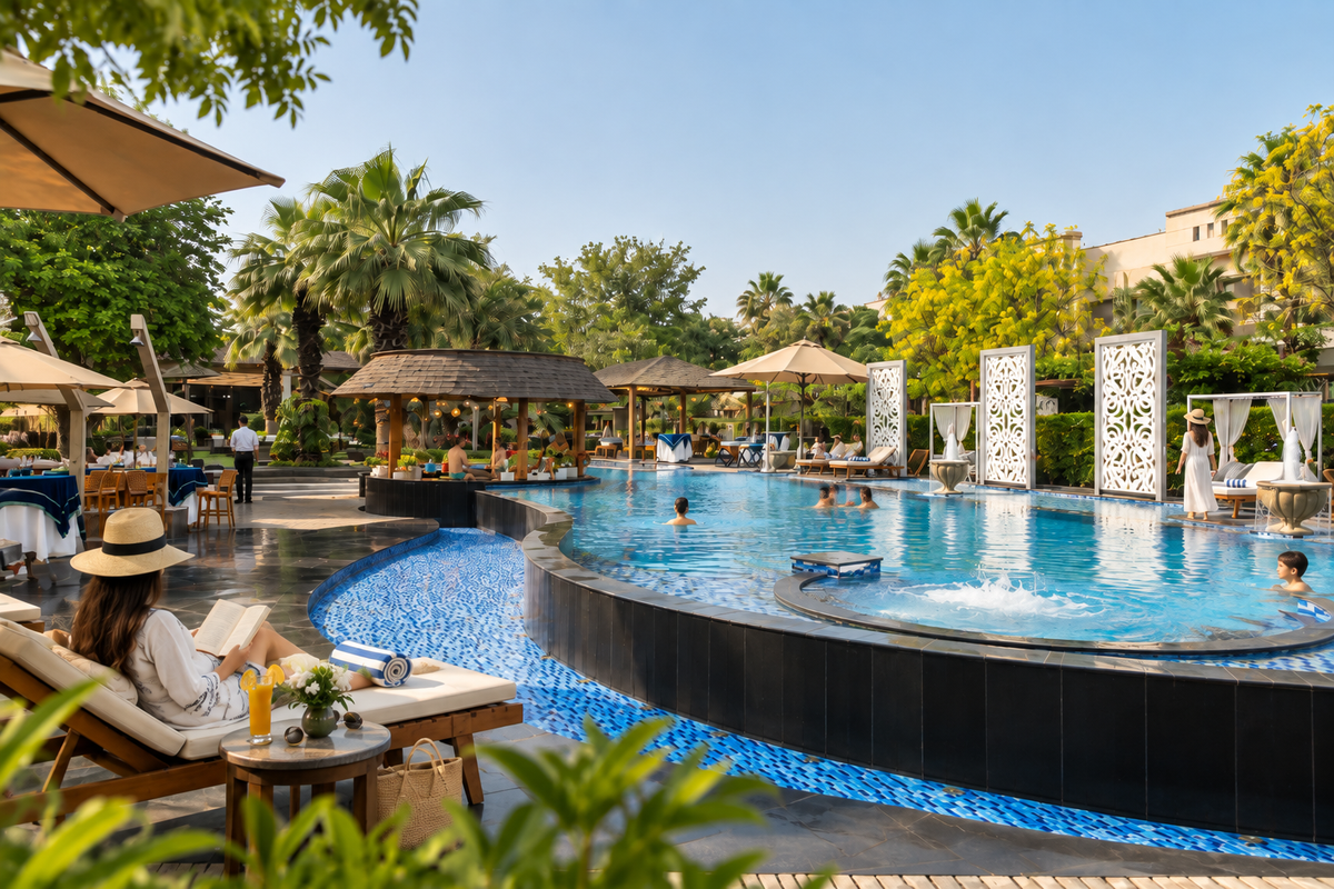 Swimming pool at City Park Green Resort, New Delhi