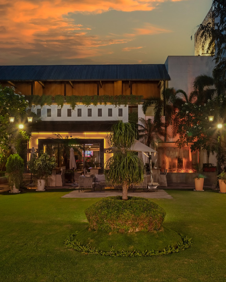 Winter Garden landscaped grounds at City Park Green Resort, New Delhi