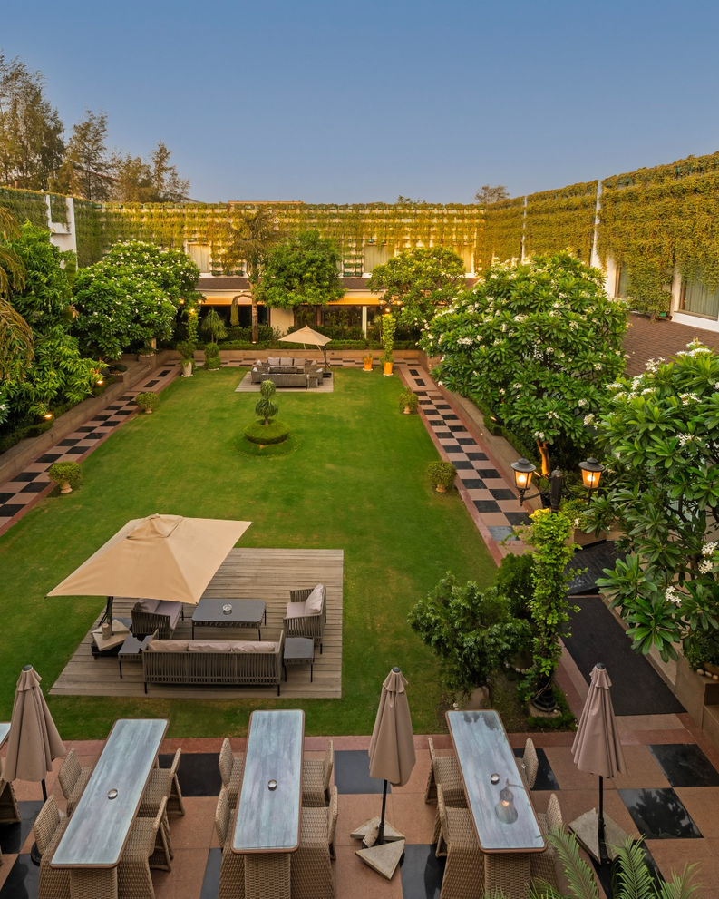 Winter Garden pathway at City Park Green Resort, New Delhi